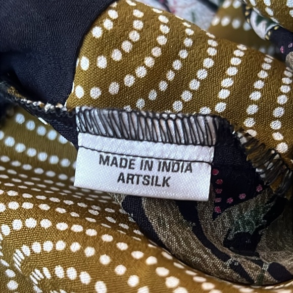 Vintage Eclectic Patchwork Appliqué Mixed Print Shell Button Blouse - Picture 12 of 14